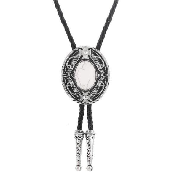 Turquoise Bolo Tie for Men White Turquoise Bolo - Picture 1 of 6